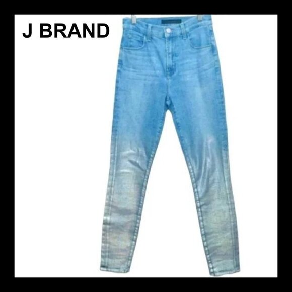 NWT J BRAND Leenah High rise metallic coated skinny ankle jeans - Picture 1 of 12